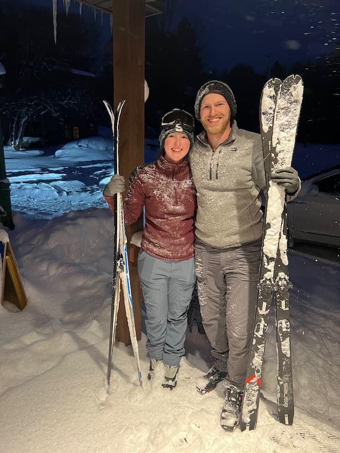 Ainsley and Drew after a night ski