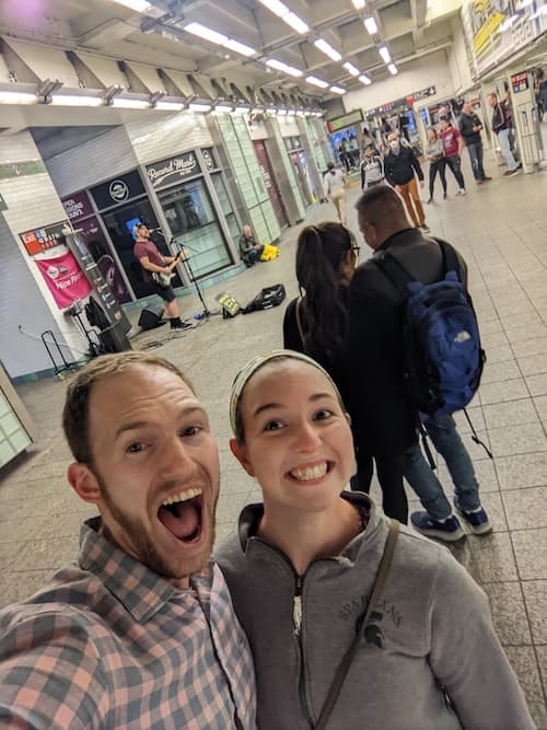 Ainsley and Drew being subway tourists in NYC